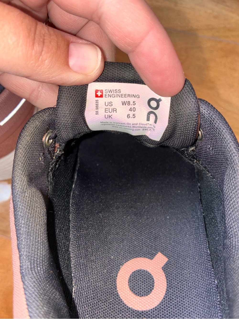 On Running Women's Athletic Shoes in Dusty Rose and White - Picture 10 of 10